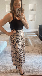 Leopard Satin Midi Skirt