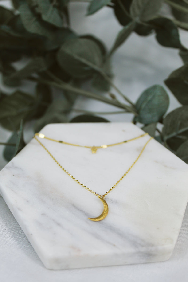 Layered Moon and Star Necklace